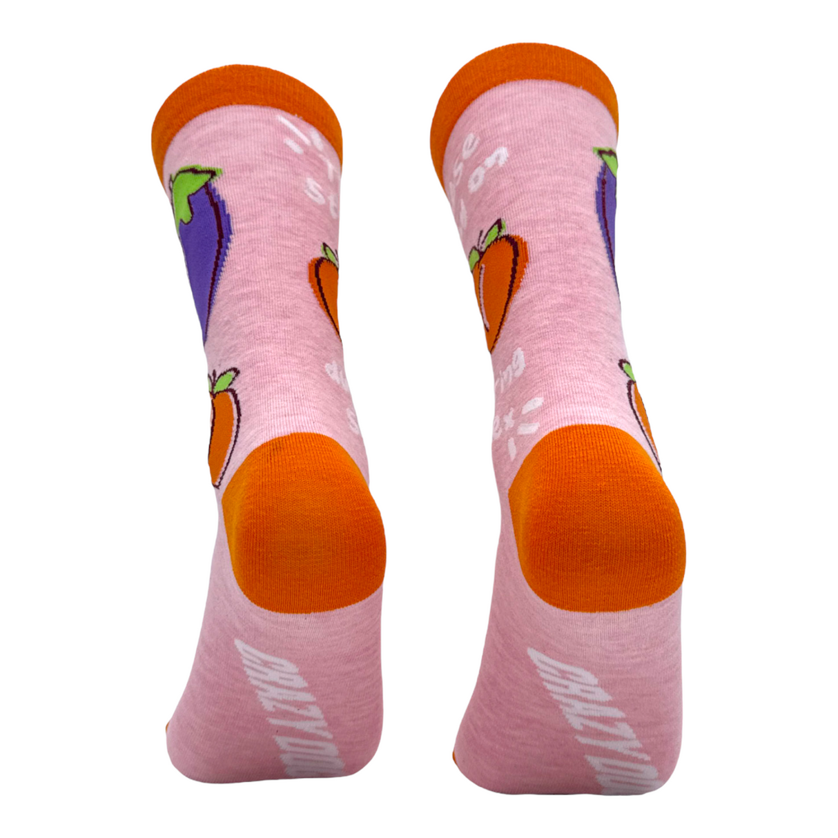 Women's These Stay On During Sex Socks Funny Silly Naughty Eggplant Peach Footwear