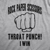 Womens Rock Paper Scissors Throat Punch V-Neck Funny Sarcastic Humor Novelty Shirt For Ladies