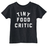 Toddler Funny T Shirts Tiny Food Critic Sarcastic Graphic Novelty Tee for Young Kids