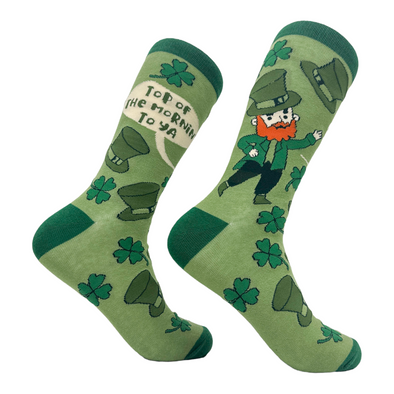Women's Top Of The Morning To Ya Socks Funny Cute Irish Leprechaun Footwear
