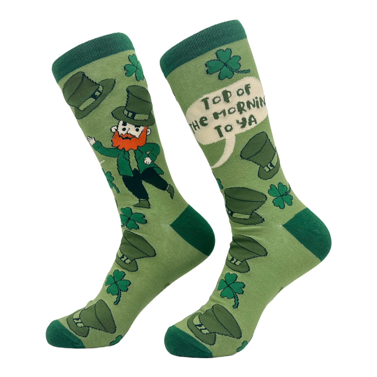 Women's Top Of The Morning To Ya Socks Funny Cute Irish Leprechaun Footwear