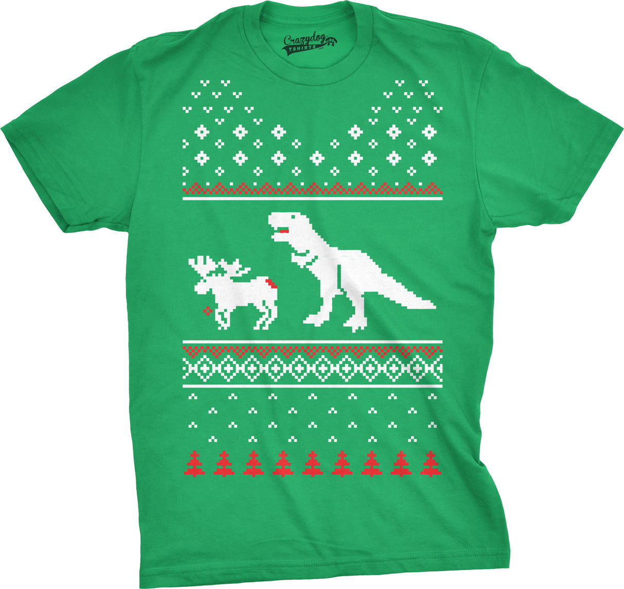 T-Rex Attack Ugly Christmas Sweater Men's Tshirt