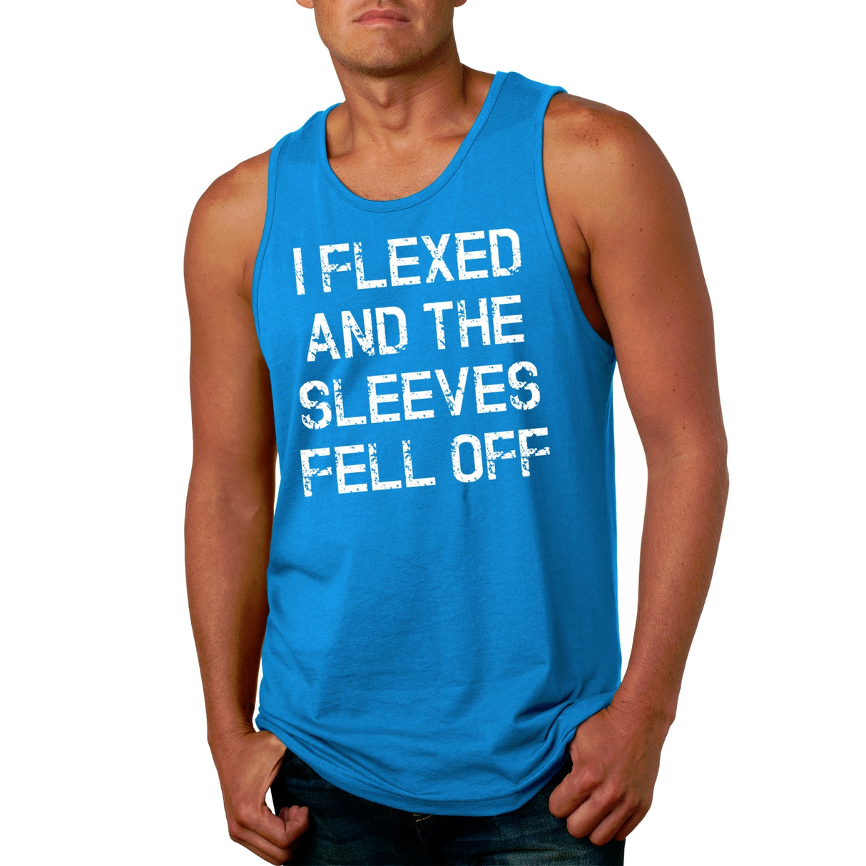 Mens I Flexed and the Sleeves Fell Off Tank Top Funny Sleeveless Gym Workout Shirt