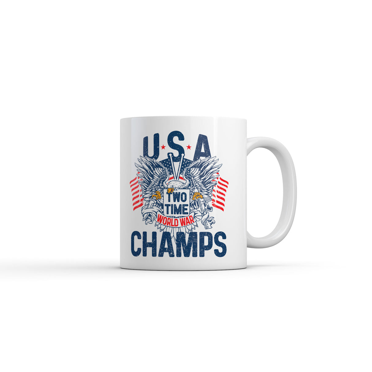 USA Two Time World War Champs Mug Funny Sarcastic Graphic Novelty Coffee Cup-11oz
