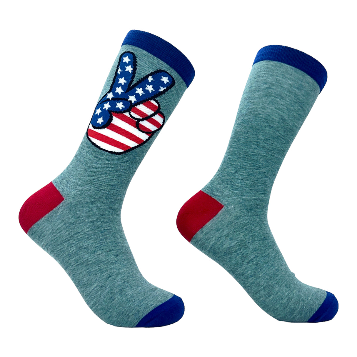 Men's USA Peace Hands Socks Funny Awesome Fourth Of July Patriotic Flag Lovers Footwear