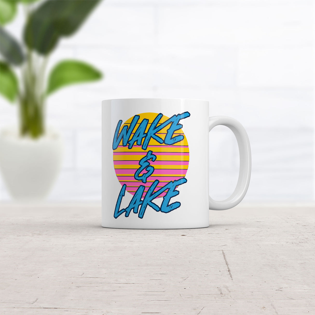 Wake and Lake Mug Funny Sarcastic Vacation Lovers Graphic Novelty Coffee Cup-11oz