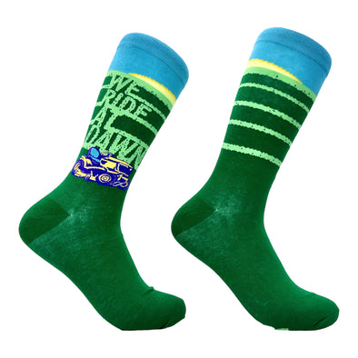 Men's We Ride At Dawn Socks Funny Lawn Care Cutting Grass Pattern Joke Footwear