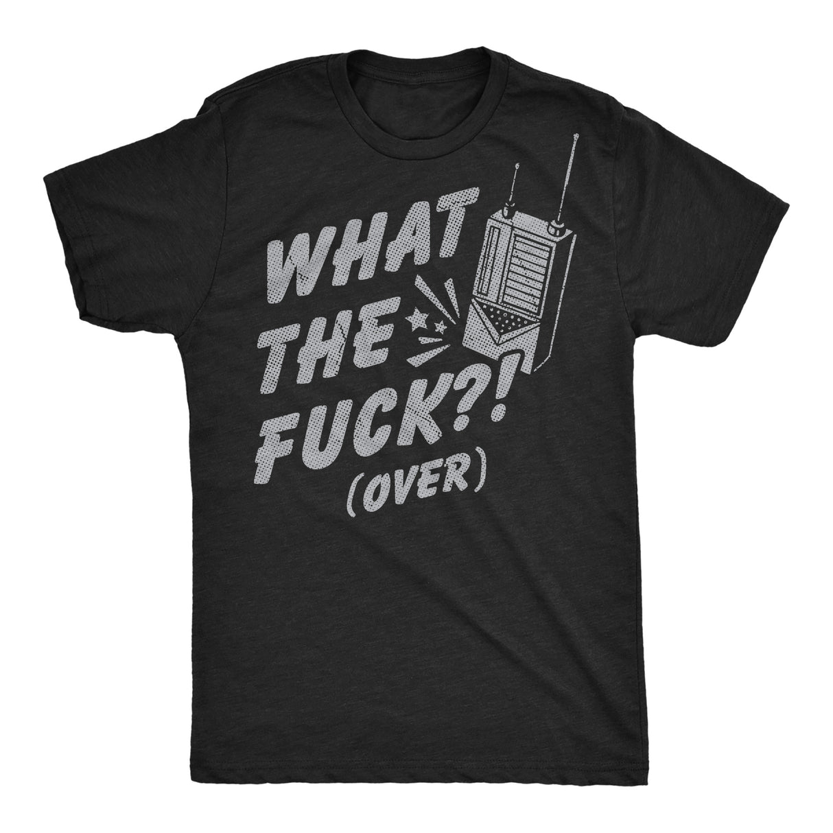 Mens Funny T Shirts What The Fuck Over Sarcastic Walkie Talkie Graphic Novelty Tee for Men