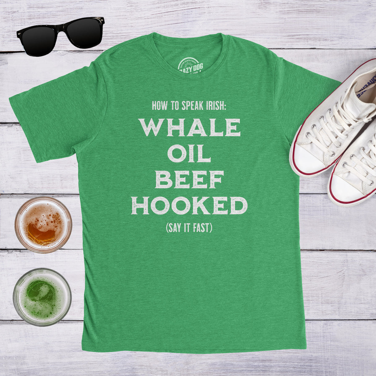 Mens How To Speak Irish Whale Oil Beef Hooked Funny St. Patrick Day Parade Tee