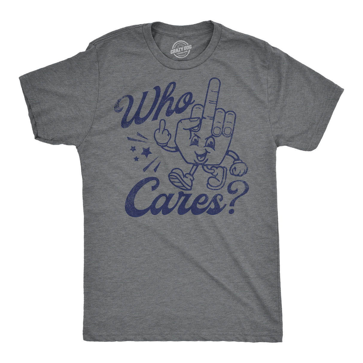 Mens Funny T Shirts Who Cares Sarcastic Middle Finger Graphic Novelty Tee for Men