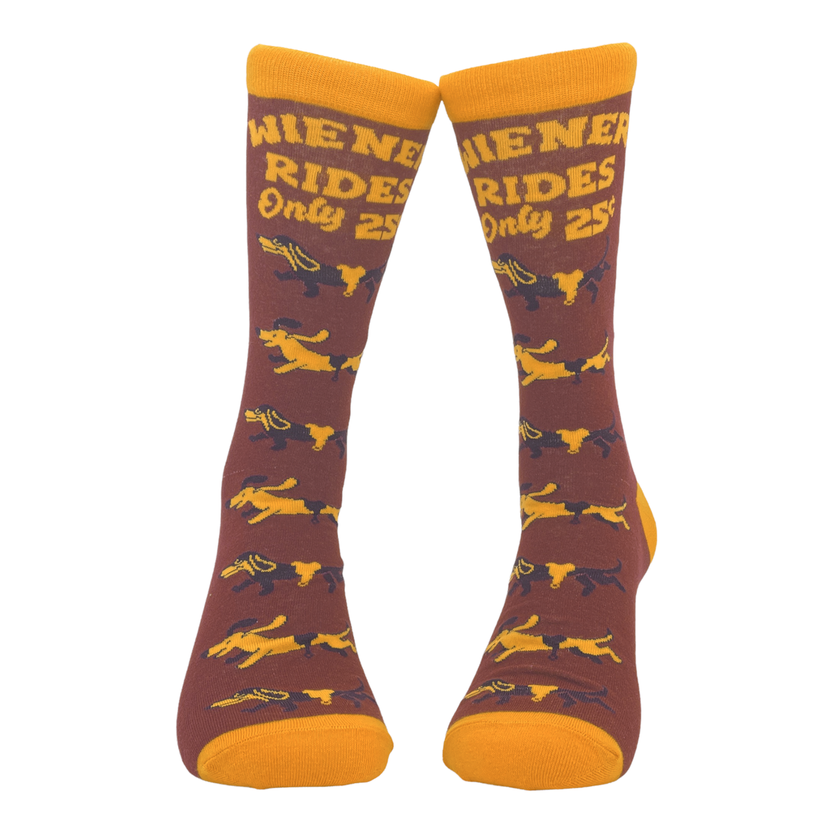 Men's Wiener Rides Socks Funny Dachshund Pet Puppy Lover Novelty Footwear