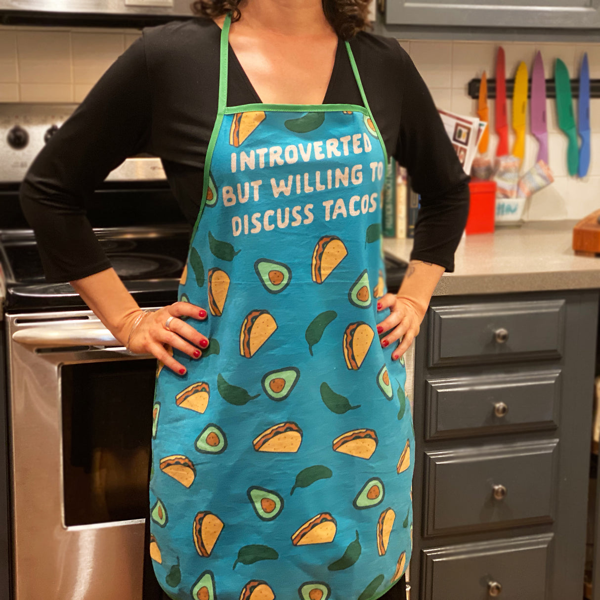 Introverted But Willing To Discuss Tacos Oven Mitt + Apron