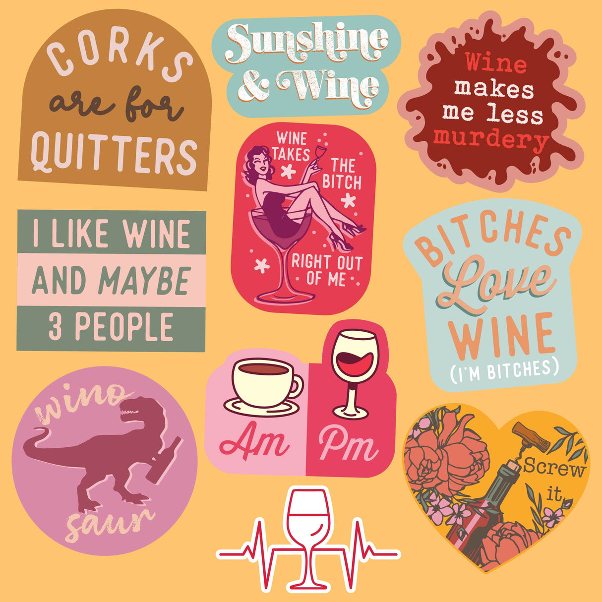 Wine Sticker Extra Large Stickers for Adults Funny Adhesives with Memes