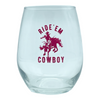 Ride Em Cowboy Wine Glass Funny Cute Rodeo Saying Graphic Novelty Cup-15 oz