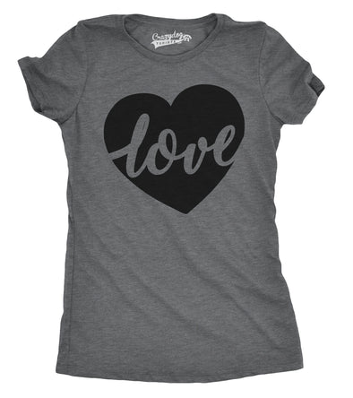 Womens Love Script Heart Cute Relationship T shirt for Ladies