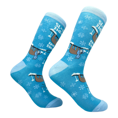 Women's Slothing Through The Snow Socks Funny Christmas Sloth Santa Claus Graphic Novelty Footwear