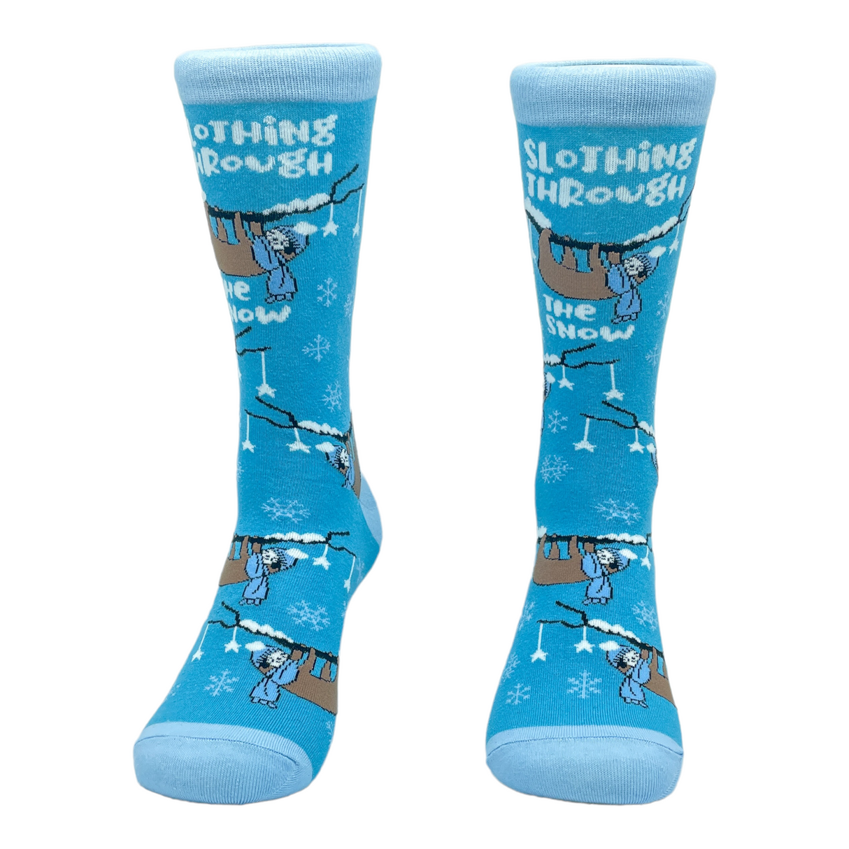 Women's Slothing Through The Snow Socks Funny Christmas Sloth Santa Claus Graphic Novelty Footwear