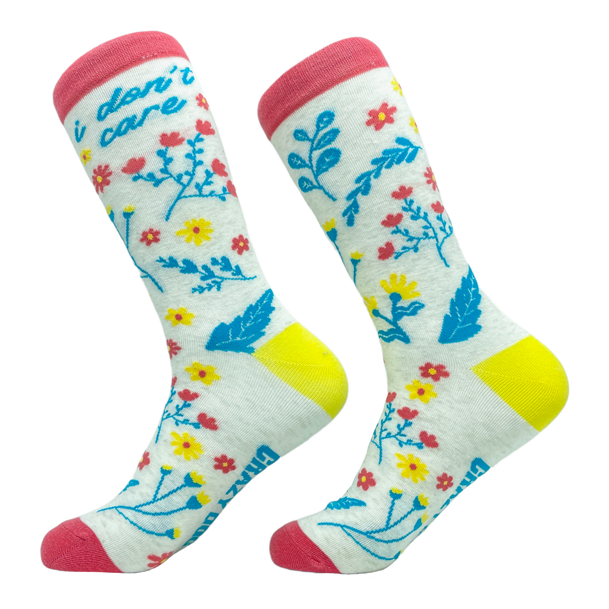 Women's I Don't Care Socks Funny Sarcastic Floral Novelty Graphic Footwear