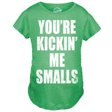 Maternity Kicking Me Smalls Funny T shirt Pregnancy Announcement Novelty Tee