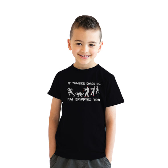 Youth If Zombies Chase Us I'm Tripping You Funny Halloween TShirt for Kids