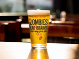 Zombies Eat Brains Pint Glass Funny Halloween Apocalypse Joke Novelty Cup-16 oz