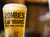 Zombies Eat Brains Pint Glass Funny Halloween Apocalypse Joke Novelty Cup-16 oz
