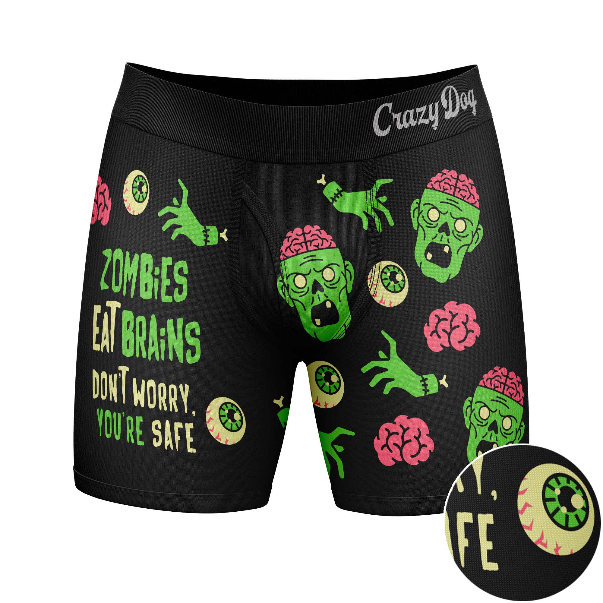 Mens Zombies Eat Brains Don't Worry You're Safe Boxer Briefs Funny Und –  Nerdy Shirts