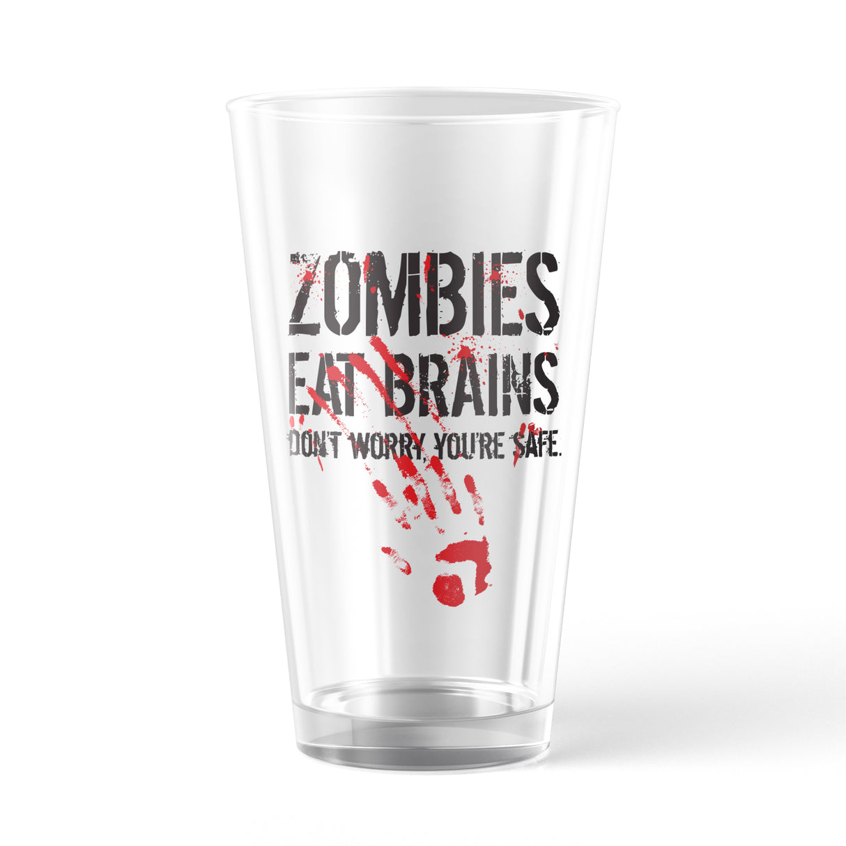 Zombies Eat Brains Pint Glass Funny Halloween Apocalypse Joke Novelty Cup-16 oz