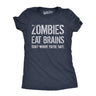 Womens Zombies Eat Brains So You're Safe Funny T Shirt Halloween Living Dead Tee