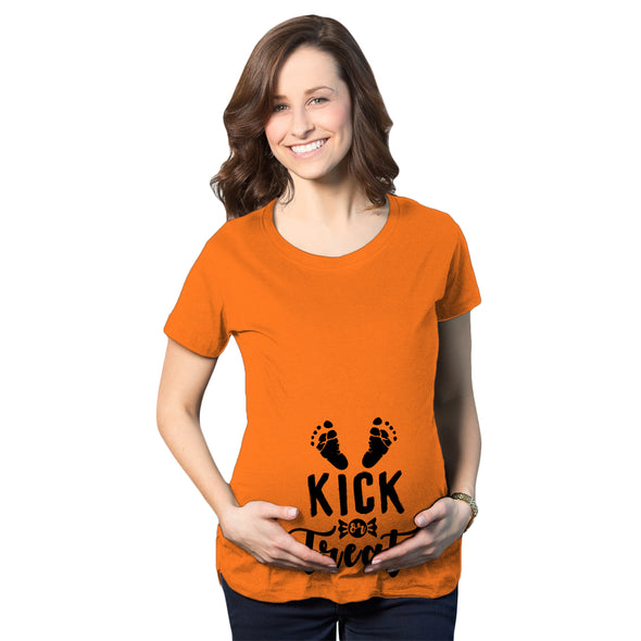Maternity Kick Or Treat Tshirt Funny Halloween Pregnancy Announcement Tee