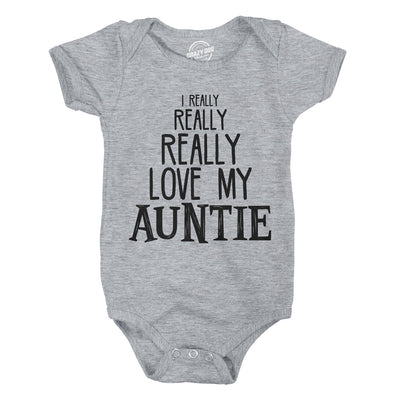 Baby Really Really Love My Auntie Cute Funny Shirt Infant Creeper Gift Aunt