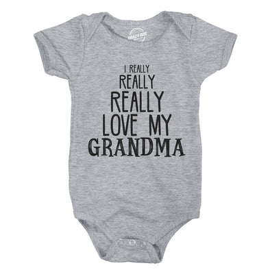 Baby Really Really Love My Grandma Cute Funny Infant Shirt Newborn Outfit Shower