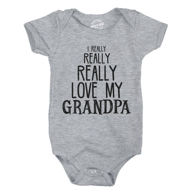 Baby Really Really Love My Grandpa Cute Funny Infant Creeper Bodysuit