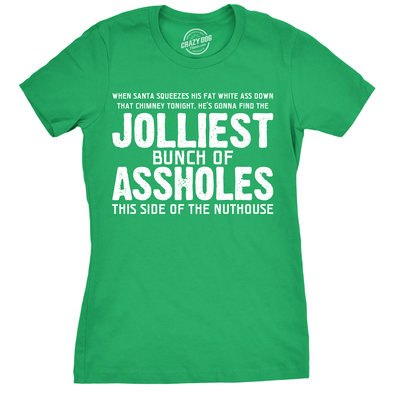 Womens Jolliest Bunch of A-Holes Tshirt Funny Christmas Sarcastic For Ladies
