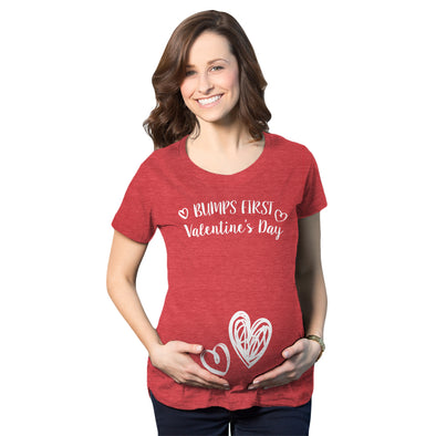 Bumps First Valentines Day Maternity Shirt Cute Announcement Baby Pregnancy Tee