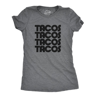 Womens Tacos Tacos Tacos Tshirt Funny Retro Tee For Ladies