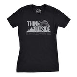 Womens Think Outside No Box Necessary Funny Cool Camping Graphic Funny T Shirt