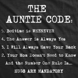 Womens The Auntie Code T shirt Funny Gift for Aunt Sarcastic Novelty Graphic Tee