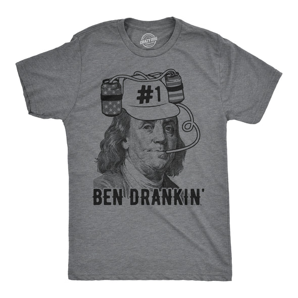 Mens Ben Drankin T shirt Funny 4th Of July Beer Drinking Patriotic USA Graphic