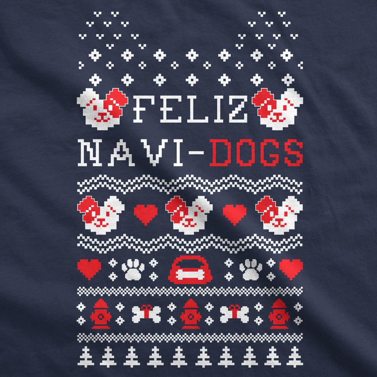 Crew Neck Sweatshirt Feliz Navi Dogs  Funny Holiday Christmas Ugly Sweater Animal Lover