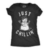 Womens Just Chillin Snowman Tshirt Cute Funny Christmas Winter Tee For Ladies