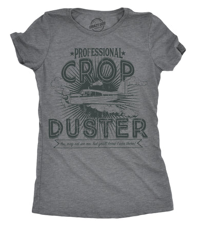 Womens Professional Crop Duster Funny Fart T shirt Rude Farting Top for Ladies