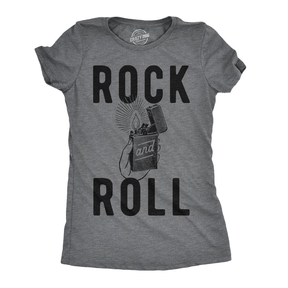 Womens Rock And Roll Lighter Tshirt Funny Music Concert Tee For Ladies