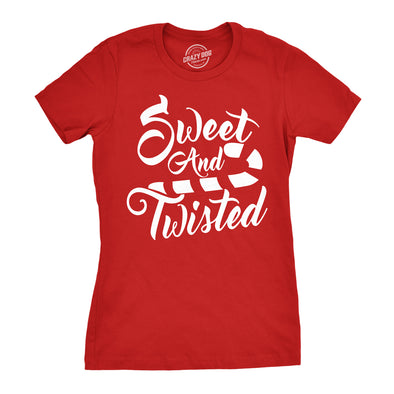 Womens Sweet And Twisted Tshirt Cute Funny Candycane Christmas Tee For Ladies