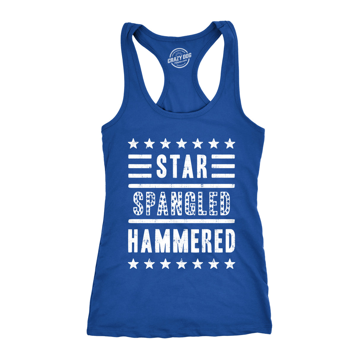 Womens Star Spangled Hammered Funny Workout Shirts Sleeveless Ladies Fitness Tank Top