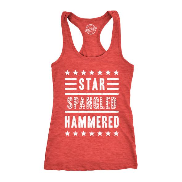 Womens Star Spangled Hammered Funny Workout Shirts Sleeveless Ladies Fitness Tank Top