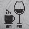 Womens AM Coffee PM Wine Tshirt Funny Drinking Tee