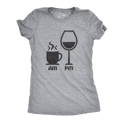 Womens AM Coffee PM Wine Tshirt Funny Drinking Tee