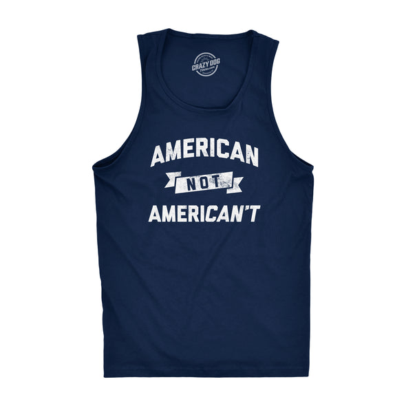 Mens Fitness Tank American Not Americant Tanktop Funny USA Pride 4th of July Shirt