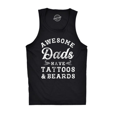 Mens Fitness Tank Awesome Dads Have Tattoos And Beards Tanktop Funny Fathers Day Shirt
